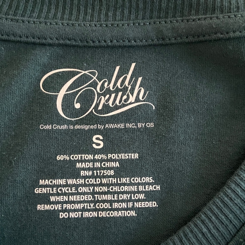 Cold Crush Teal Tee with Gold Sun and Pink Script, size Small - Picture 9 of 9